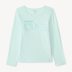 Langarm T-shirt voor meisjes met een fantasieprint van pailletten 