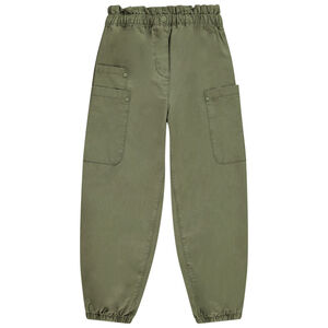 Pantalon parachute uni en toile avec grandes poches fille 