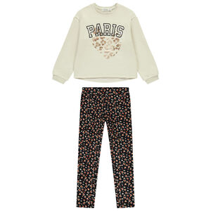 Jogging set met fantasie + sherpa gevoerd sweatshirt voor meisjes 