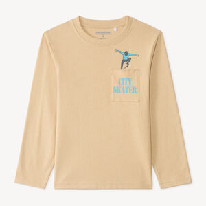 T-shirt manches longues avec poche plaquée et print fantaisie pour garçon 