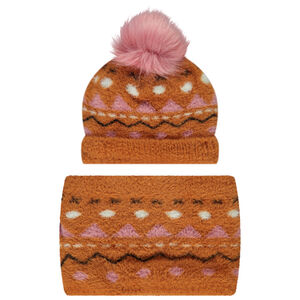Ensemble bonnet et snood en tricot imprimé fantaisie pour fille 