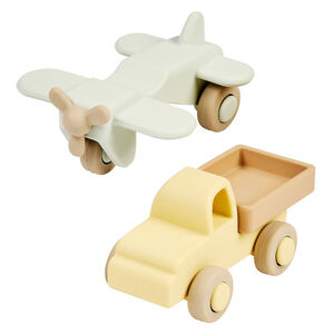 Set van siliconen vrachtwagen + vliegtuig 11 cm Beige 