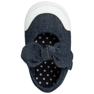 Toiles effet jeans à scratch et noeud pour bébé fille 