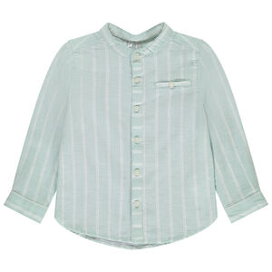 Lange gestreepte overhemd met mao-kraag voor baby jongen 