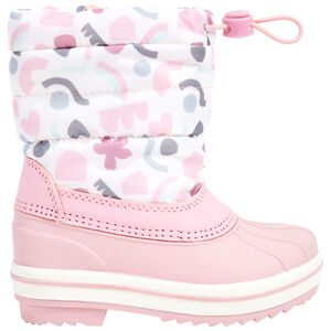 Après-ski rose imprimé arty avec lien de serrage pour bébé fille 