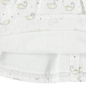 Ensemble avec robe imprimée cygnes et bloomer à noeud dorés 