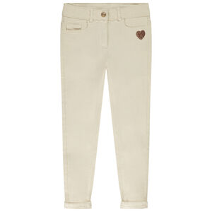 Jeans slim met hartjespailletten voor meisjes 