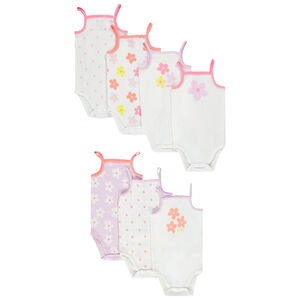 Lot de 7 bodies à bretelles motifs fleuris pour bébé fille 