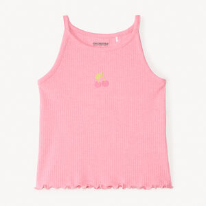 Korte gebreide tanktop met kersenborduring voor meisjes 
