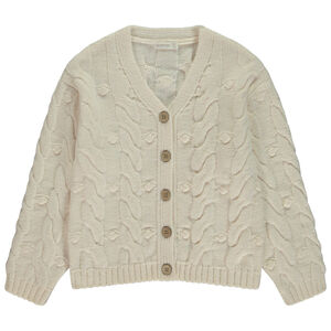 Gilet manches longues uni en tricot point de riz torsadé pour fille 