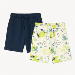 Set van 2 gebreide flashy bermuda's voor babyjongen 