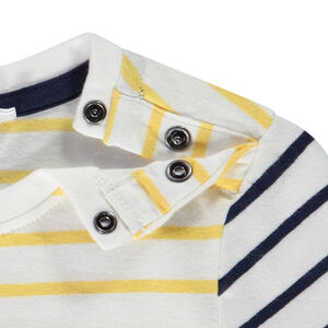 Korte mouwen gestreept T-shirt met zeilboot patch voor baby jongen 