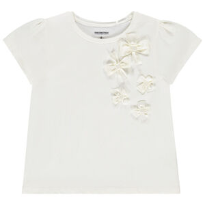 T-shirt manches courtes uni avec nœuds pour fille   