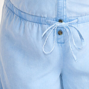 Lange zwangerschaps- en voedingsoverall van denim-look katoen. 