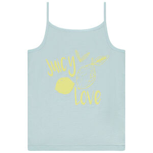 Mouwloos top in jersey slub met fantasieprint voor meisjes 