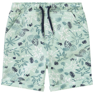 Bermuda in fleece met palmen/bladeren print voor baby jongen 
