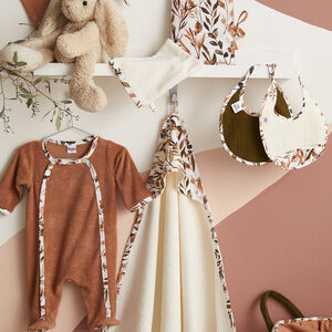 Set van badcape + washandje - Caramel Forest 