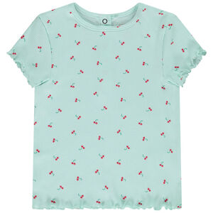 T-shirt manches courtes effet côtelé fantaisie pour bébé fille 