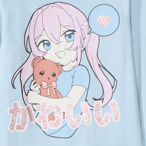 Set pyjama met manga-print en overal hartjesprint voor meisjes 