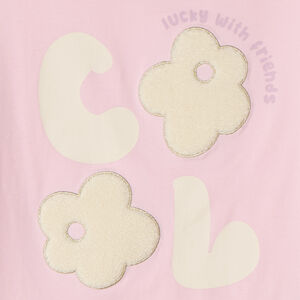 T-shirt manches courtes à patchs bouclettes fille 