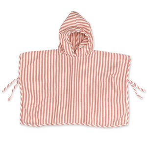 Poncho de bain Gaze de coton Stripe 9/36m Carmin 