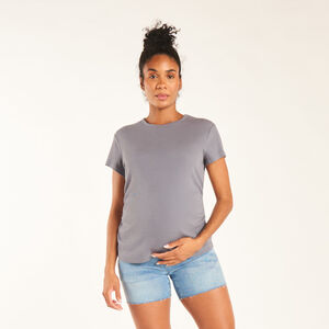 Korte mouw zwangerschapst-shirt met effen ribbelstof en plooien 