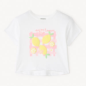 T-shirt met korte mouwen met 3D citroenprint voor meisjes 