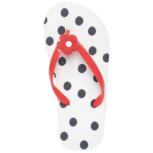 Tongs imprimé pois à badge fleur pour fille avec lanière selon l'âge 