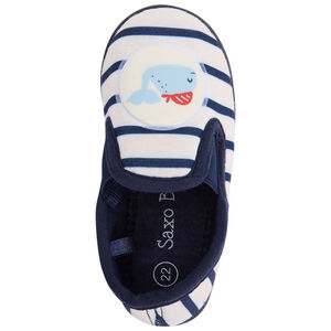 Chaussons bas rayés avec patch baleine pour bébé garçon 