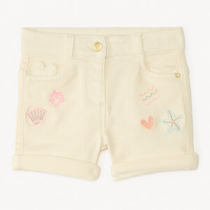 Short van denim met fantasie borduursel voor babymeisjes 
