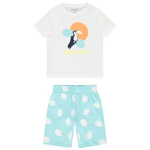 Ensemble 2 pièces avec bermuda imprimé feuilles pour garçon 