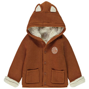 Gilet en tricot avec capuche ludique et doublure pour bébé garçon 