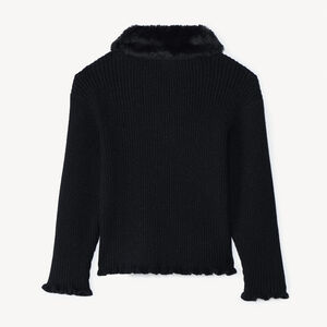 Vest met lange mouwen in geribd gebreid en kraag in imitatiebont voor meisjes 