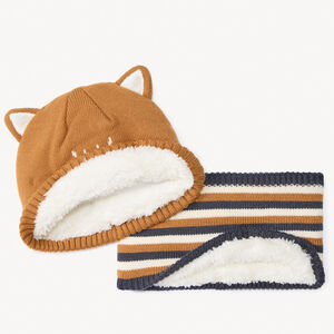 Set muts en snood in gebreid met speels fantasieontwerp voor baby 