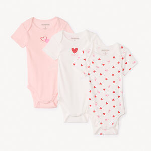 Set van 3 bodies met korte mouwen in fantasie met harten voor meisjes 