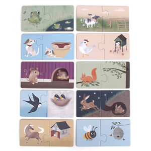 Puzzel set van 10 stks "Vind mijn huis" Boerderij dieren 3jaar+ 