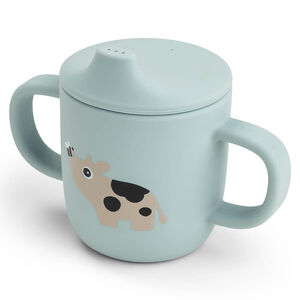 Tasse d'apprentissage en silicone Tiny farm Bleu 
