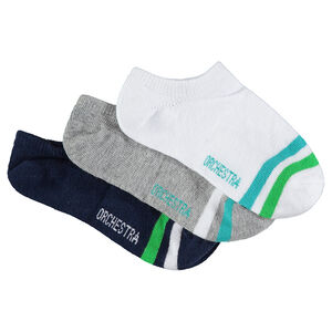 Lot de 3 paires de chaussettes courtes avec bandes contrastées 