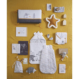 Set van 2 slabbetjes bandana vorm met beer- en bosdierenprint, jersey, met velcrosluiting 