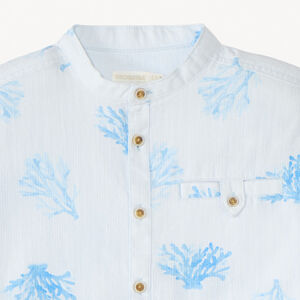 Korte mouwen Mao-kraag shirt met koraalprint voor jongens 