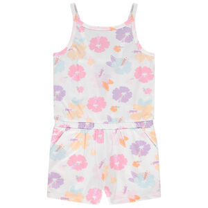 Combishort en jersey slub imprimé fleurs pour fille 