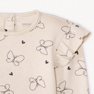 T-shirt met lange mouwen en volantprint voor babymeisje 