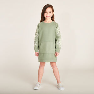 Robe sweat molleton avec cording fleuri pour fille 