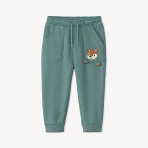 Pantalon de jogging uni avec patch brodé renard pour bébé garçon 