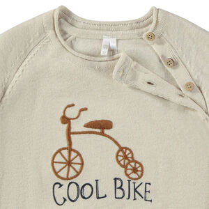 Pull en tricot avec broderie tricycle en relief pour bébé garçon 