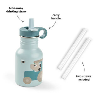 Drinkfles met rietje Tiny Farm Blauw 350ML 