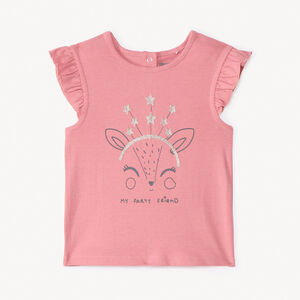 T-shirt manches courtes à broderie dorée pour bébé fille 