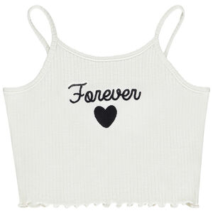 Débardeur court effet côtelé à broderie pour fille 