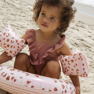 opblaasbare zwemband oudroze met luipaardprint 