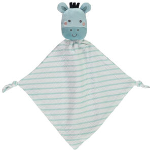 Doudou mouchoir zèbre oreilles 3D et détails brodés pour bébé 